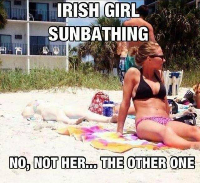 Irish girl sunbathing.