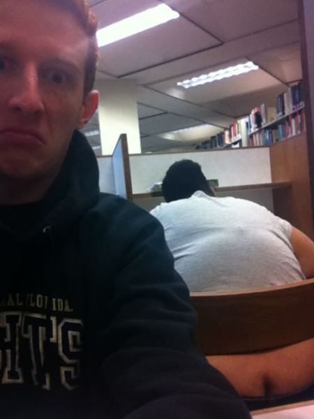 It Is Hard To Get Any Work Done At The Library When There Is A Ginormous Butt Crack Staring At You
