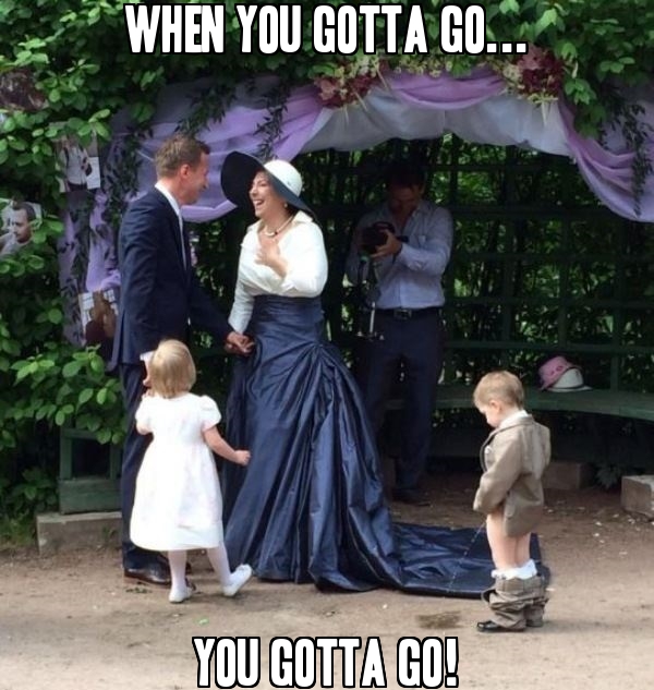 Kid drops his pants and takes a piss at a wedding. 