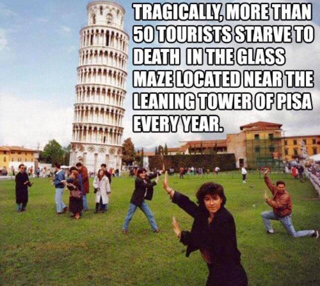 Leaning Tower of Pisa glass maze.