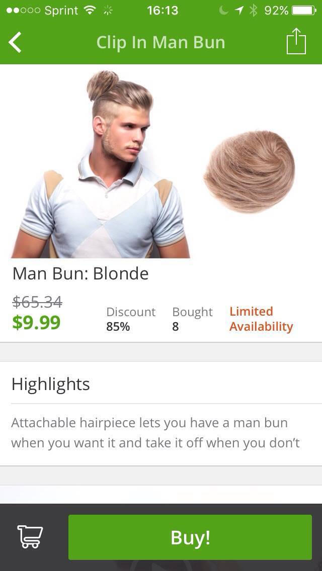 Clip in man bun. Seriously?