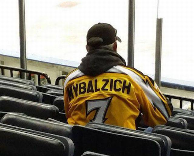 Mybalzich fan spotted at the ice hockey game.