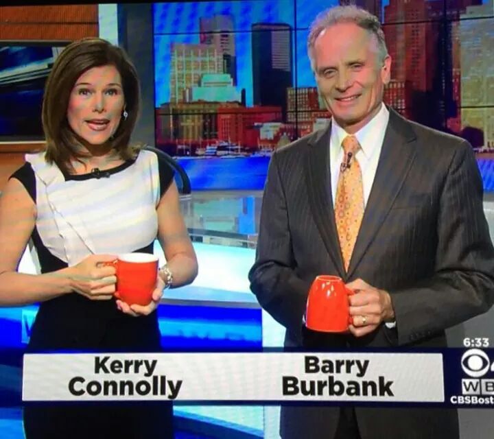 News Meteorologist Barry Burbank Holds His Cup Upside Down On The Air. Perhaps That Is A Sign There Is No Rain In The Forecast.