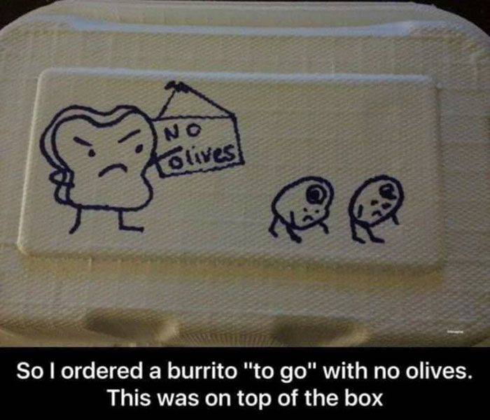 No olives!