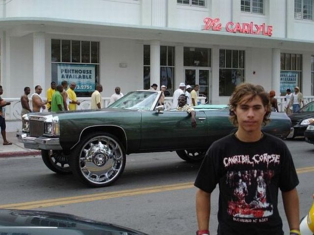 Not Sure Which Is Funnier, The Car Or The Guys Shirt,