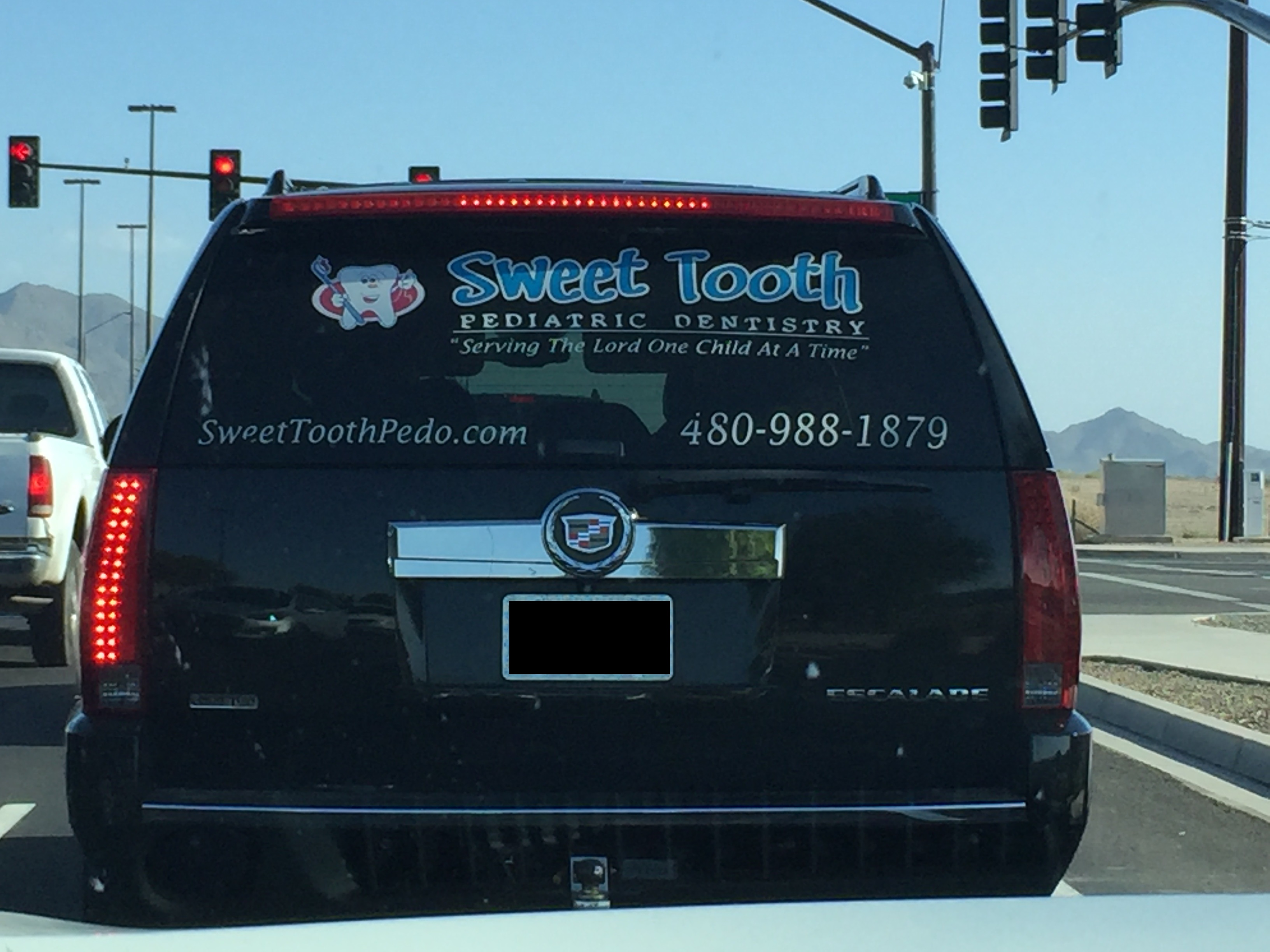 Pediatric dentistry has a nice name and slogan, but the website URL needs some work.