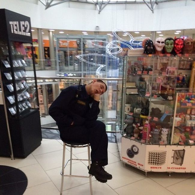 Extremely alert mall security guard.