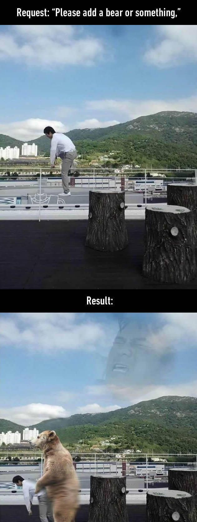 Photoshop Trolls: Please add a bear or something.