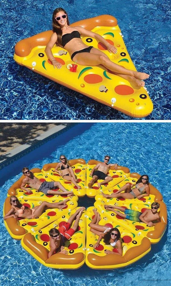 Pizza slice pool float.