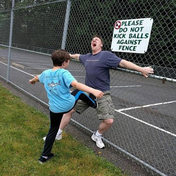 Please do not kick balls against fence.