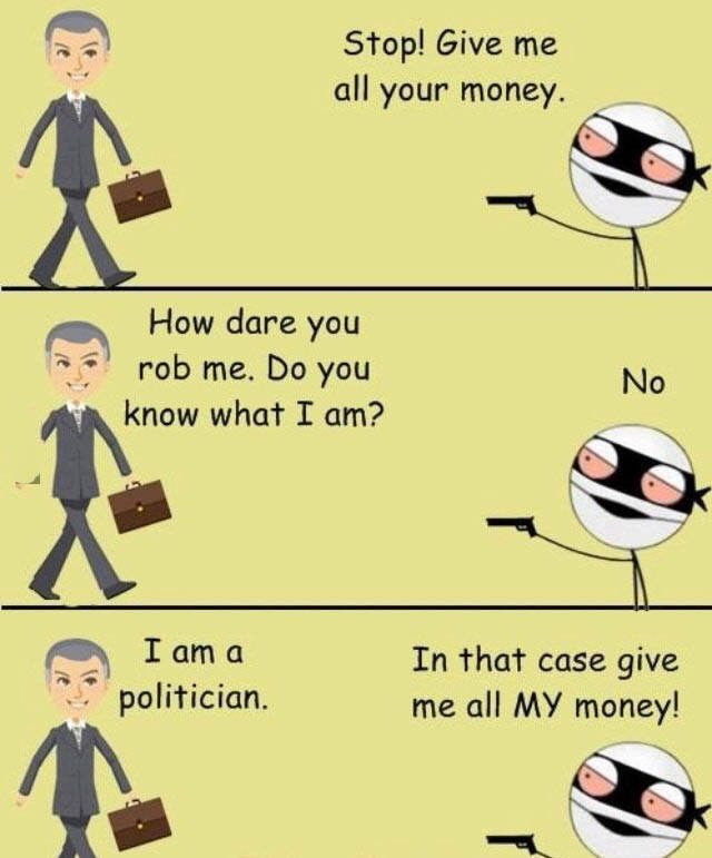 Politician gets robbed.