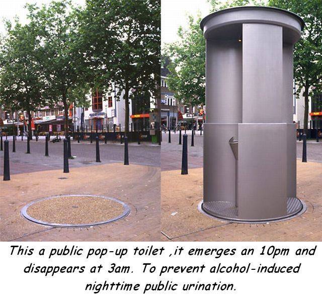 Pop up urinals for the late night drunks that have to go pee.
