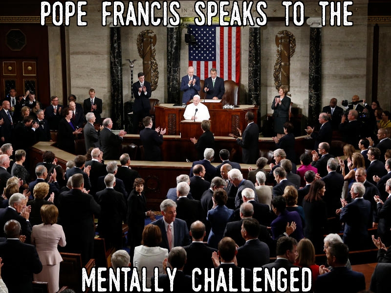Pope Francis speaks to the mentally challenged.