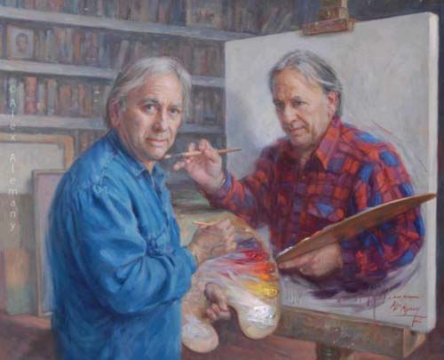 Pretty cool artwork. Getting painted while painting.