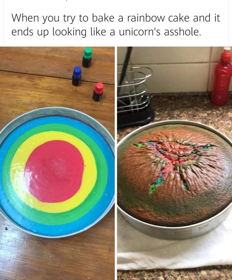 Rainbow cake gone wrong.