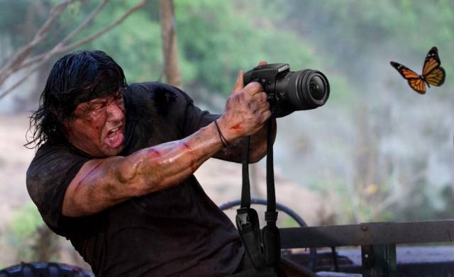 Rambo tries his hand at photography.