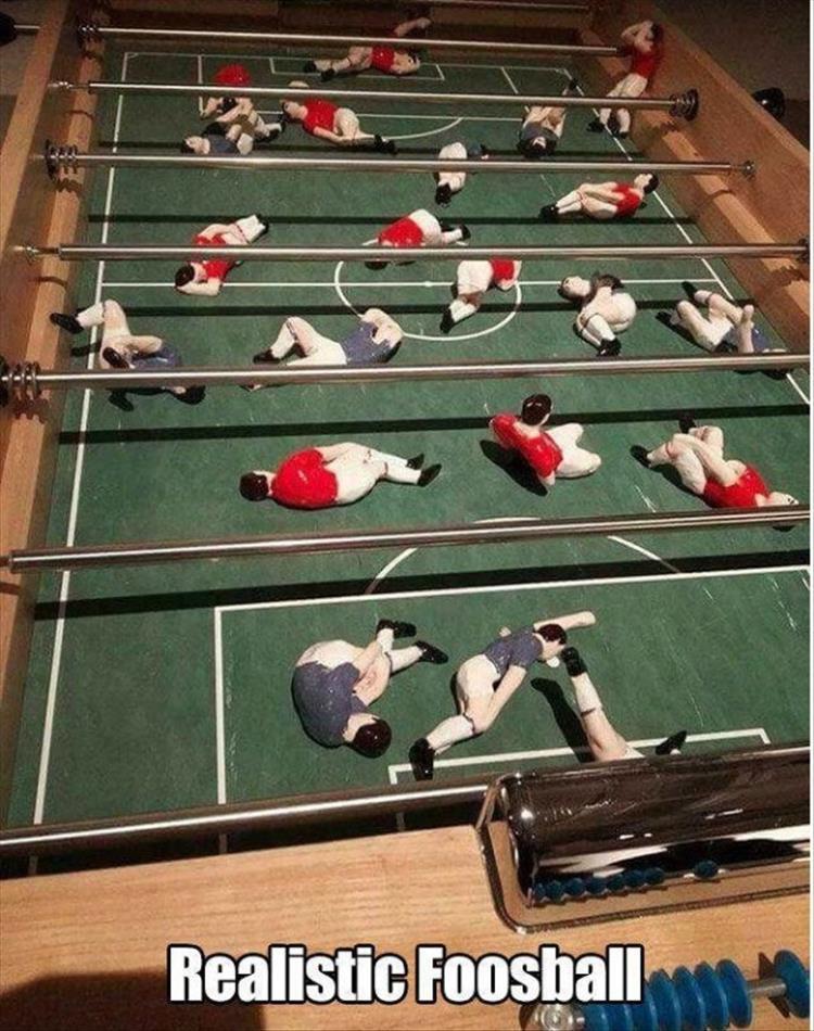 Realistic foosball.