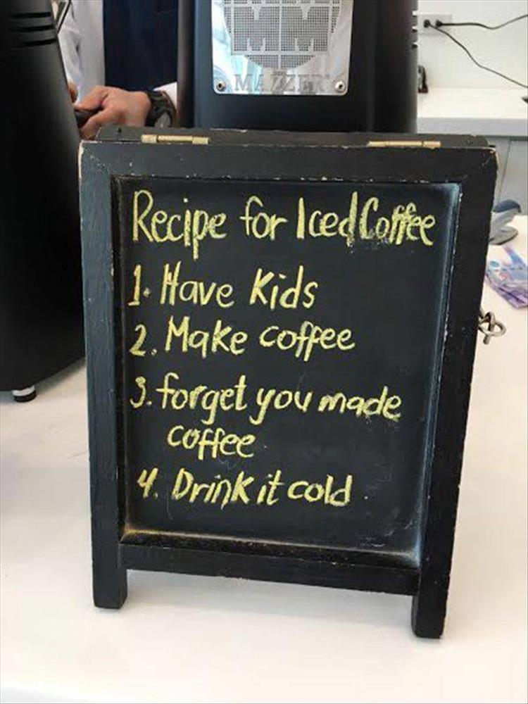 Recipe for iced coffee.