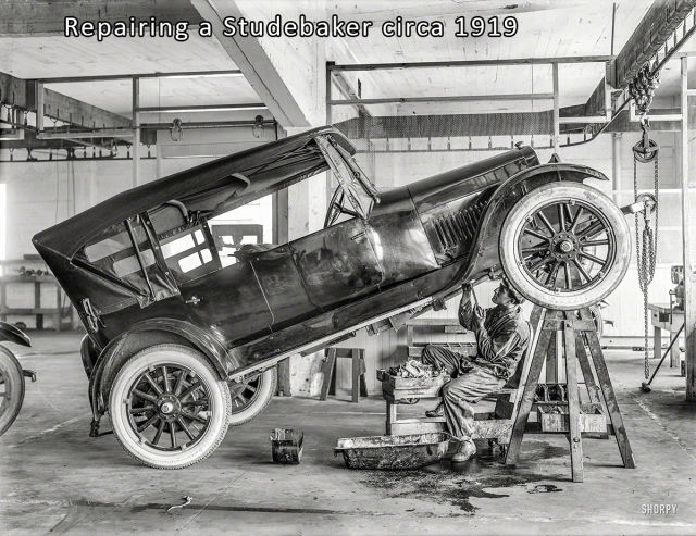 Repairing a Studebaker in 1919.