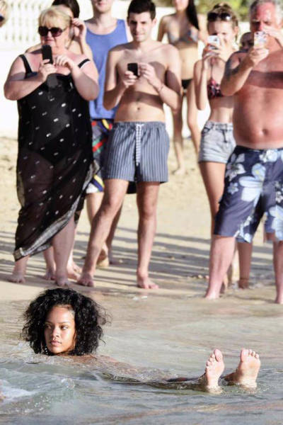 Rihanna enjoying a nice relaxing vacation.