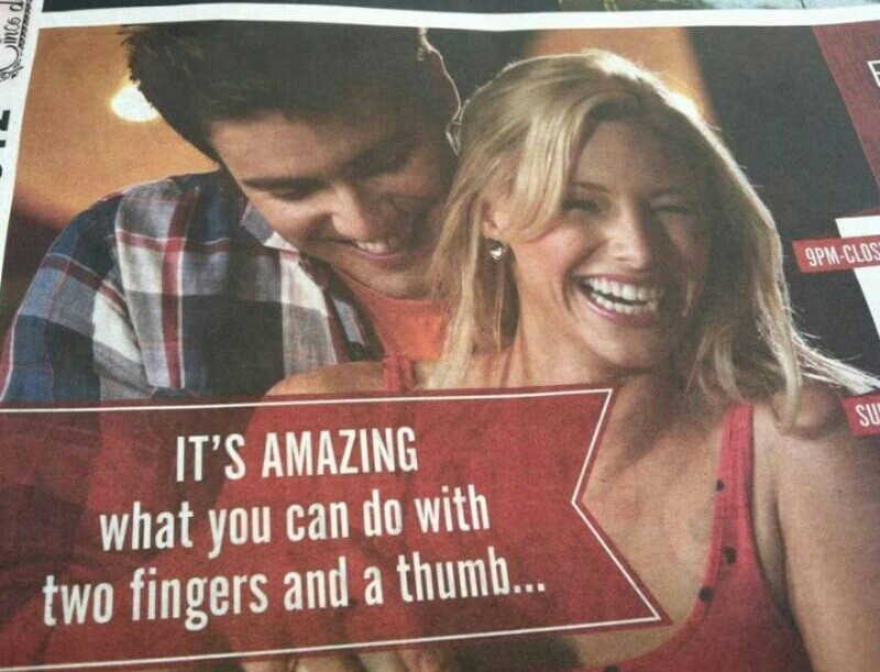 Risqué bowling ad.