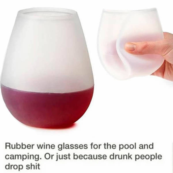 Rubber wine glasses make perfect sense.