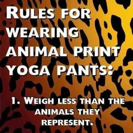 Rules for wearing animal print yoga pants.