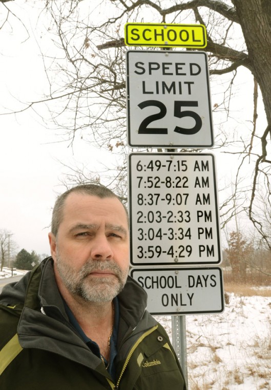 School Zone: Speed limit 25, school days only, during these times only.