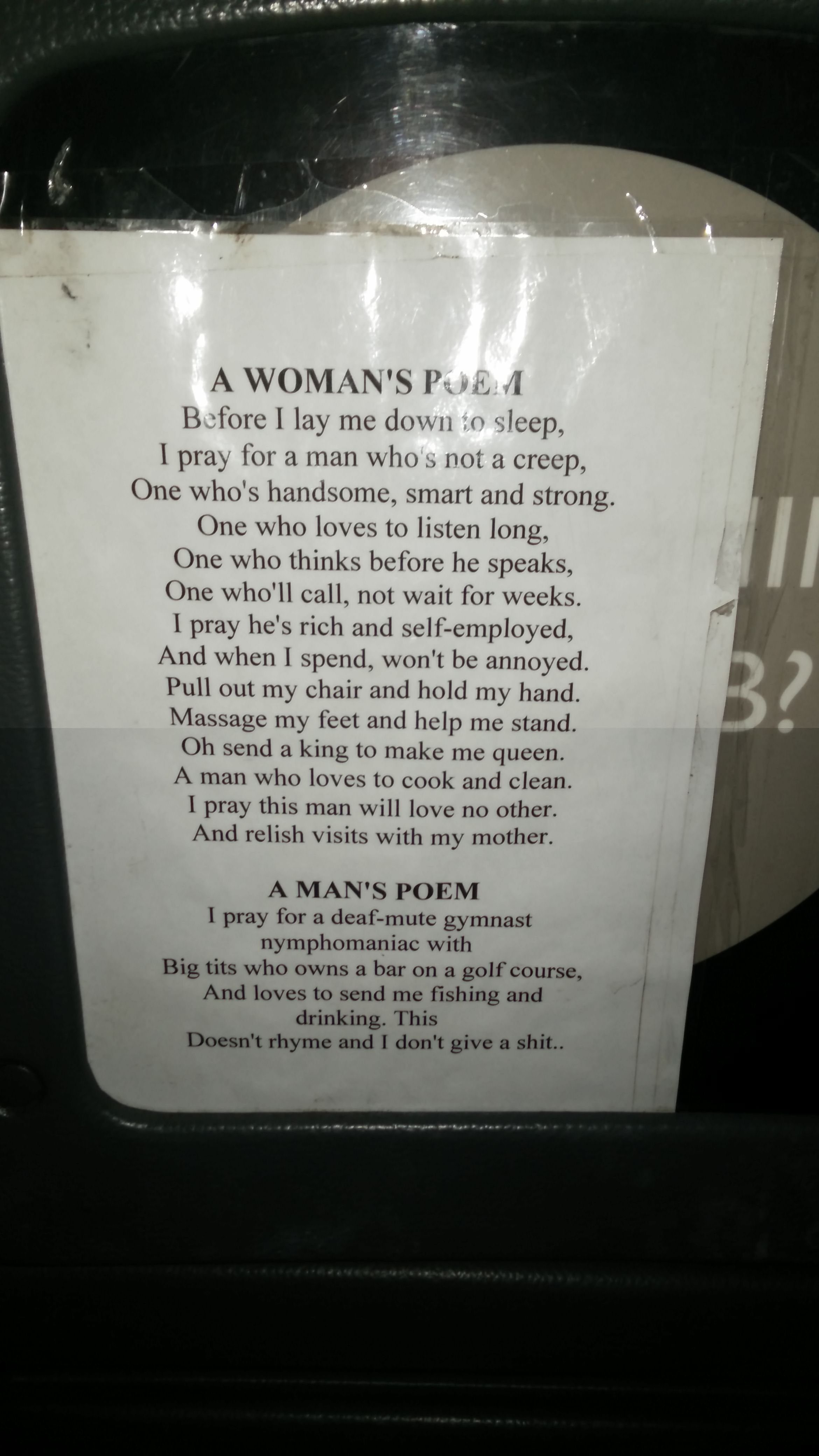 Poems by men and women about praying to find a soulmate.