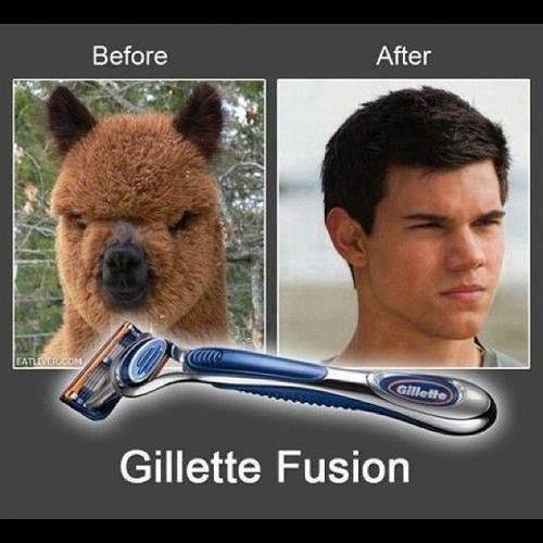 Shaving before and after pics with the Gillette Fusion razor.
