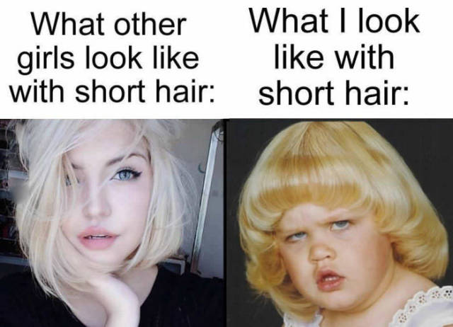 Short hair on girls doesn't always look good.