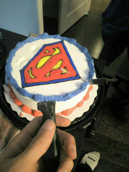 Shouldn't have bought a Superman cake.