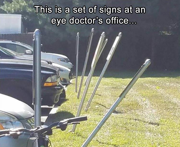 Signs at an eye doctor's office.