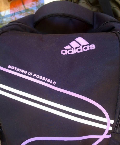 Adidas knockoff is not very motivational.