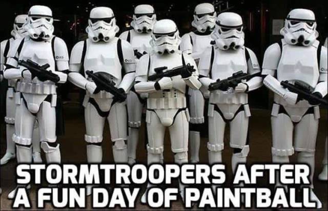 Stormtroopers after a fun day of paintball.