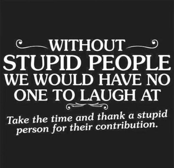 Thank a Stupid Person Today For Keeping The Rest of Us Laughing and Smiling.