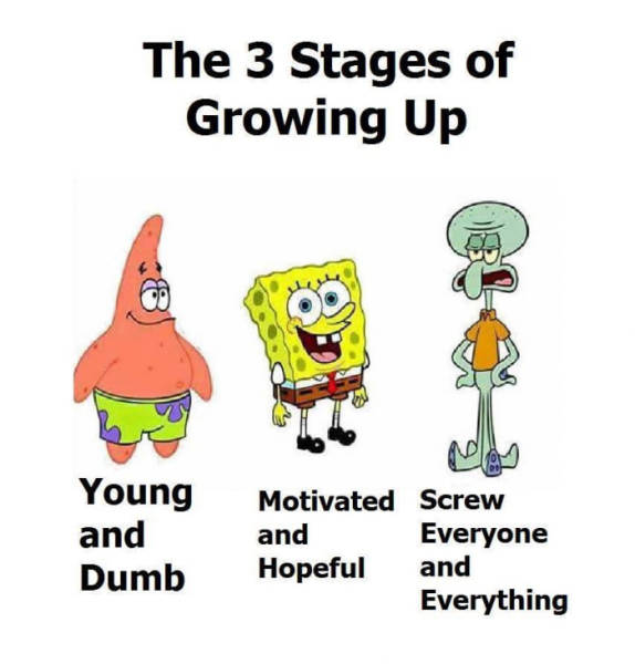 The 3 stages of growing up.