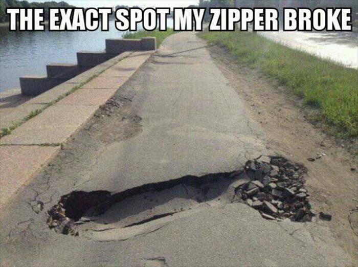 The exact spot where my zipper broke.