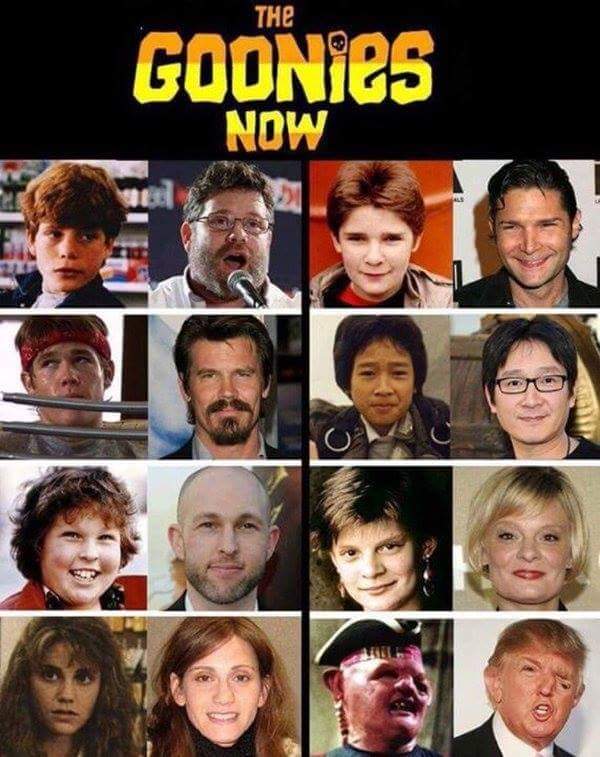 The Goonies, then and now.