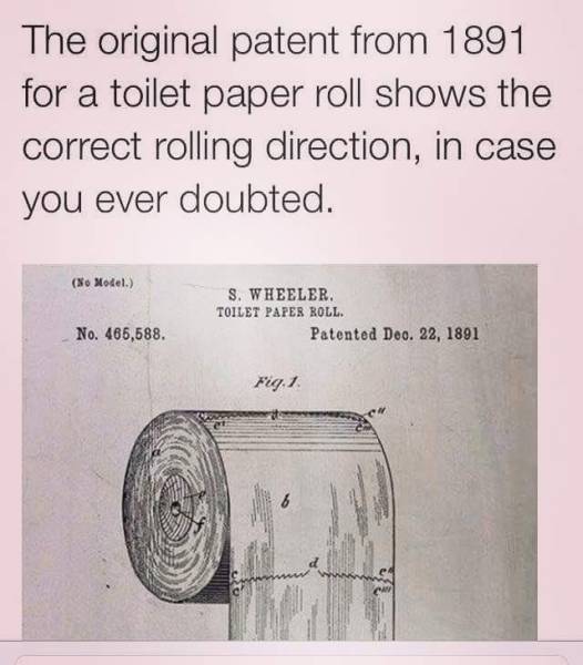 The original toilet paper roll patent from 1891.