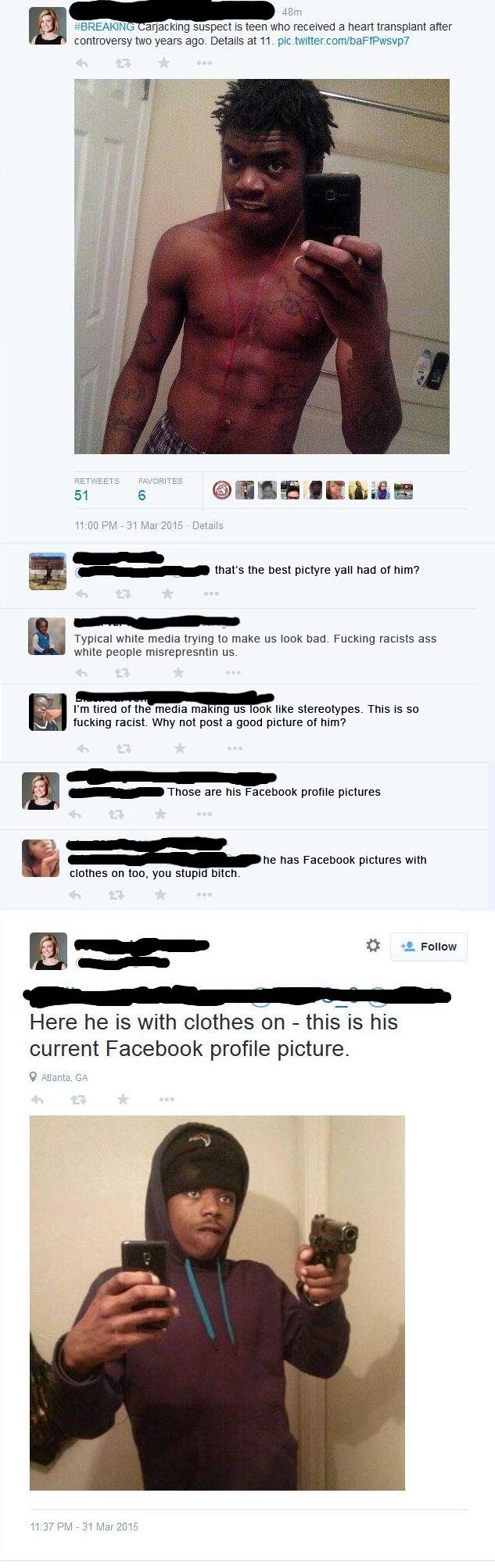 The racist white media needs to stop with the racial profiling.