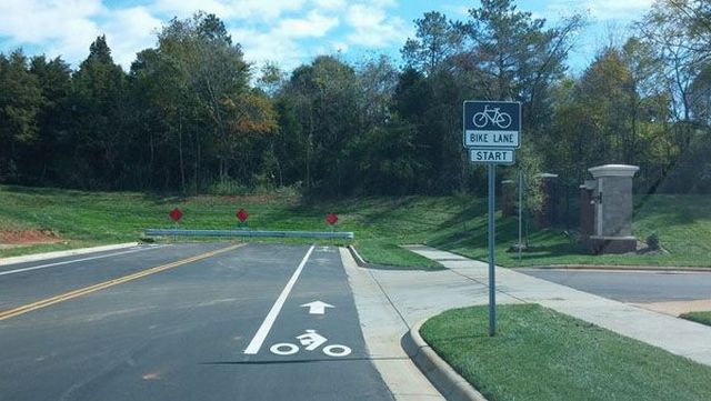 The shortest bike lane  you will ever see.