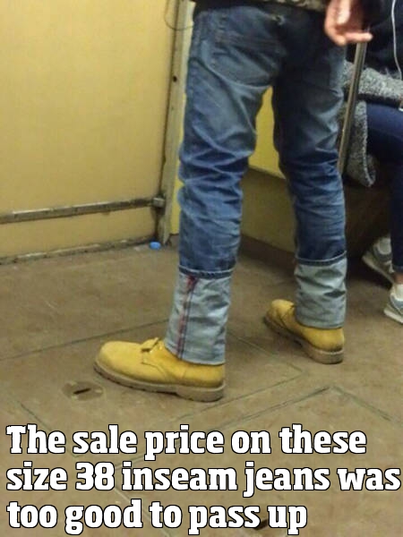 The sale price on these size 38 inseam jeans was too good to pass up.