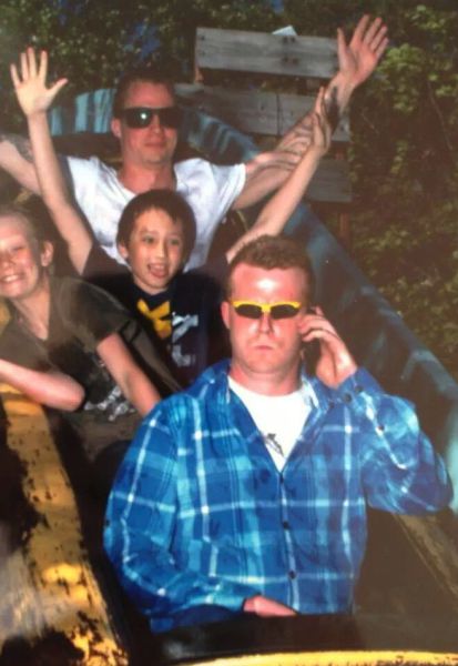 All work and no play for this guy at the amusement park.