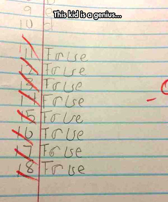 This kid had a great idea on a true or false test.