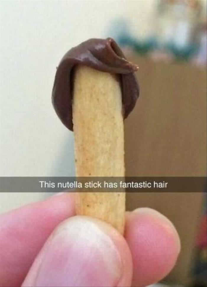 This Nutella sticks hair rivals that of Donald Trump.