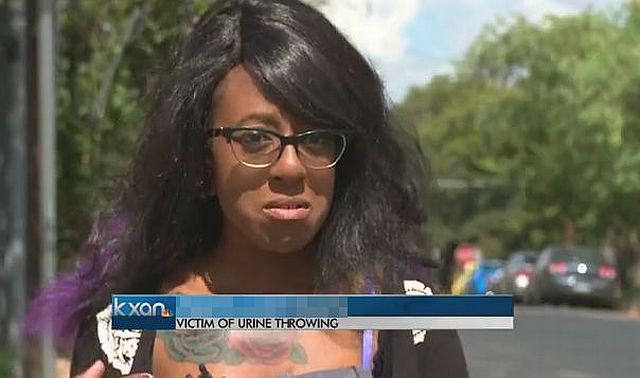 This Poor Woman Is The Victim Of Urine Throwing.