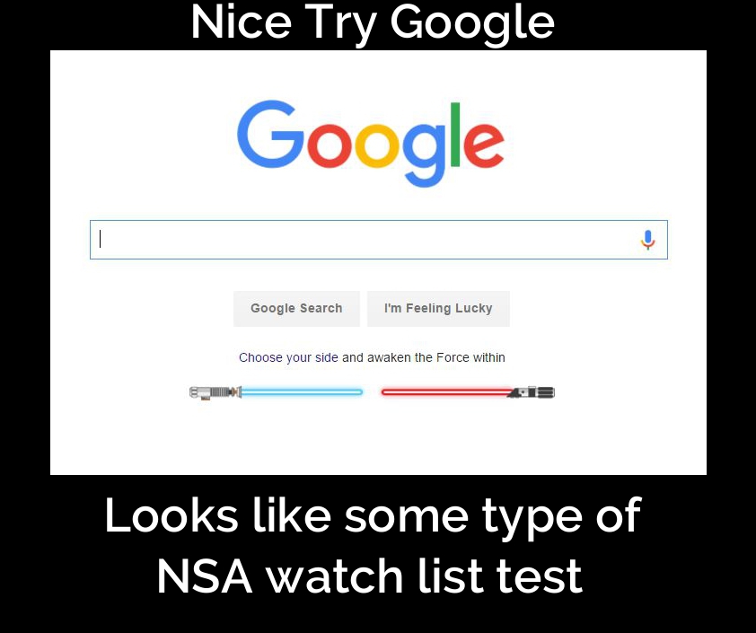 'Star Wars: The Force Awakens' choose your side on Google seems a bit suspicious.