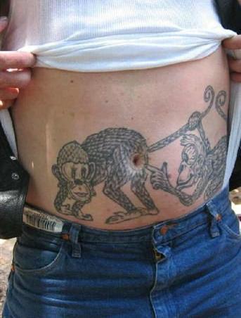 This tattoo should really impress the ladies.....or the monkeys at the zoo.