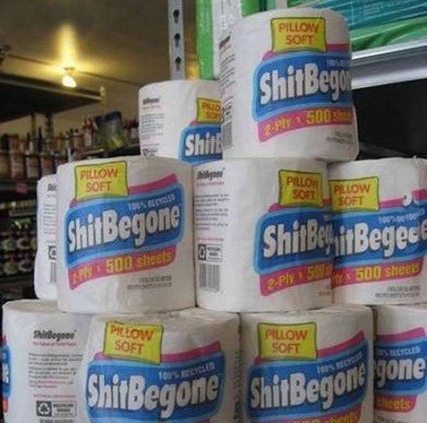 ShitBegone toilet paper is straightforward and pillow soft.